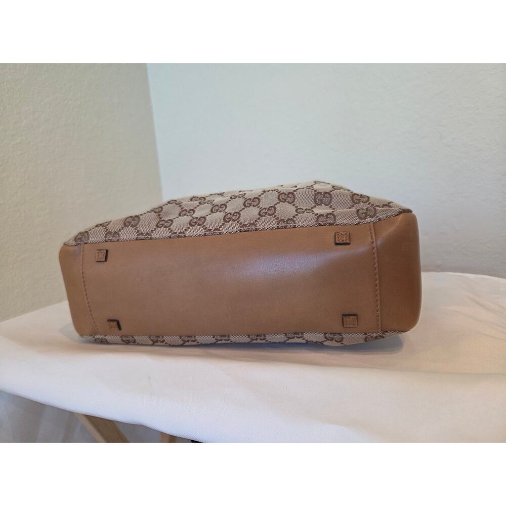 Gucci GG Canvas Supreme Tote Bag w/ Pouch Beige Brown Leather Shoulder - Picture 6 of 15
